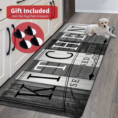 Non-Slip Absorbent Kitchen Mat | Premium Print Anti-Fatigue Floor Rug | Washable Door Mat for Kitchen Bathroom Laundry Bedroom Hallway | Wood Grain & Solid | Multiple Sizes 20x31.5" to 23.6x71"