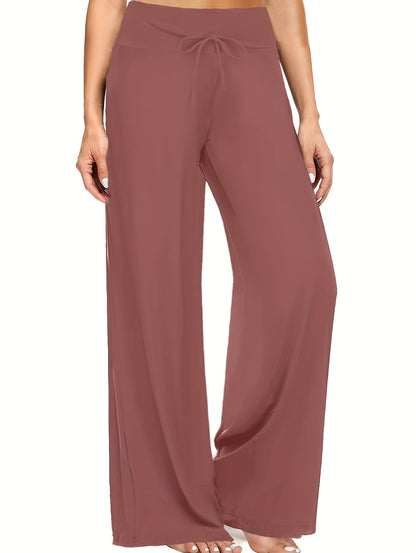 Wide Leg Palazzo Pants for Women 4-Pack – High Waist Flowy Stretchy Casual Beach Lounge Pants, Loose Dress Pants for Everyday Wear, Vacation, Summer & Plus Size – S to XXL, Black & Mixed Colors
