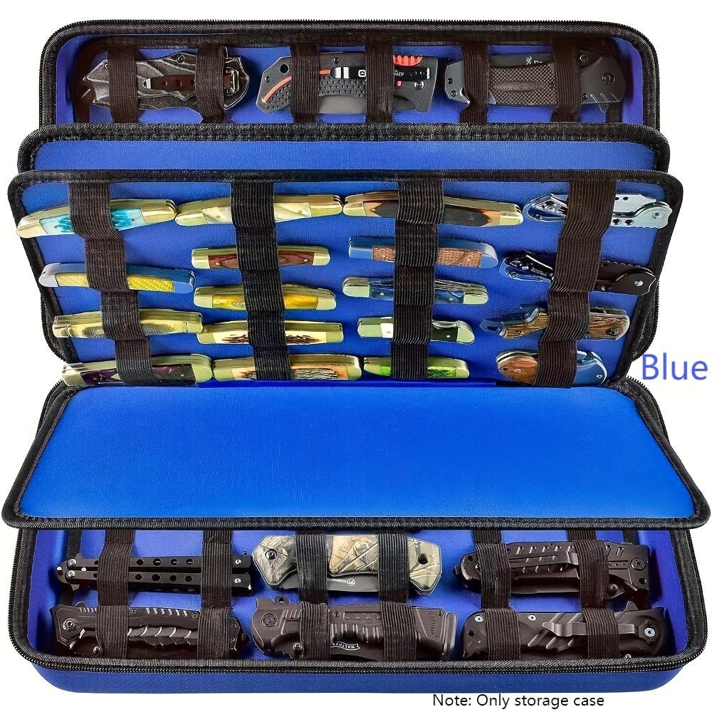 Knife Display Case 88 Slots Large Capacity Pocket Knife Storage Organizer for 66+ Folding Knives, Hard EVA Shell with Elastic Bands, 4 Slot Sizes, Smooth Zipper, Portable Carry Handle – EDC Knife Collector Case