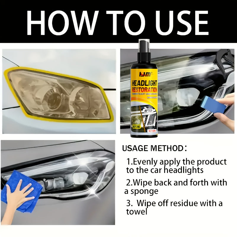 Headlight Restoration Kit – Removes Yellowing & Oxidation, Restores Clarity to Foggy Headlights, Long-Lasting UV Protection, Easy DIY Cleaner & Restorer for Cars, Trucks, SUVs & Motorcycles