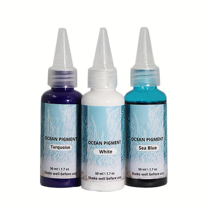 Ocean Wave Resin Paint Set 3 Colors White Sea Blue Deep Blue High Concentration Oil-Based Pigment Fade-Resistant Dye for Epoxy Resin Art Crafts 1.69oz Each