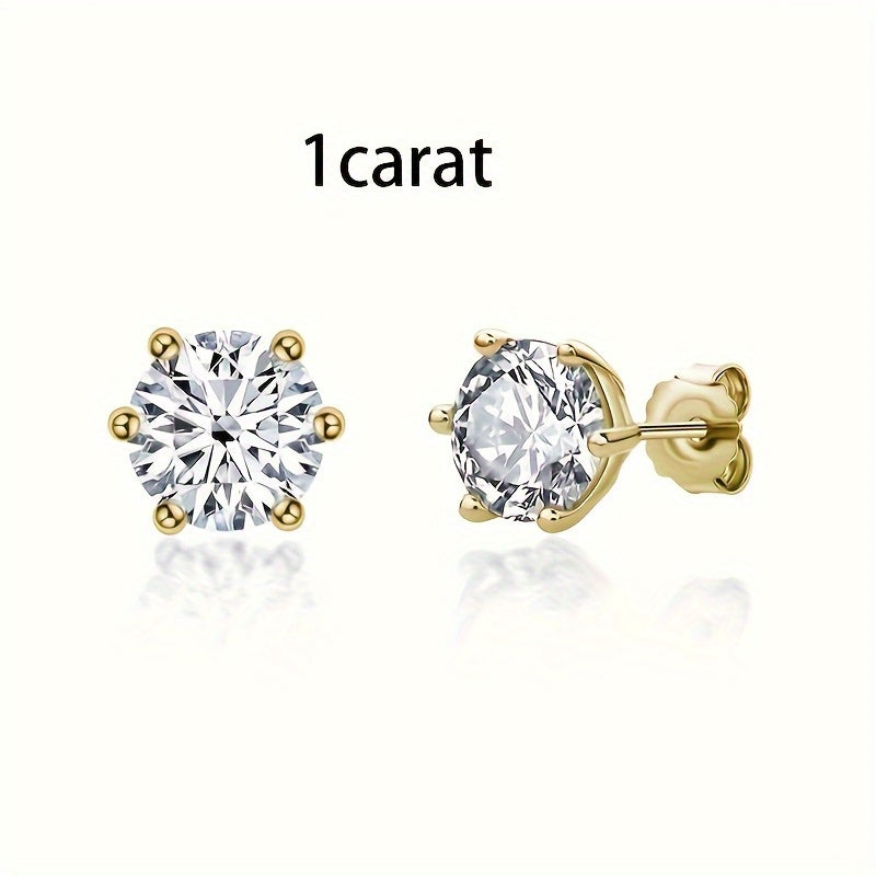 Moissanite Stud Earrings 925 Sterling Silver 0.5 1 2 3 Carat Diamond Alternative Earrings for Women Elegant Korean Japanese Style Hypoallergenic Jewelry Gift
