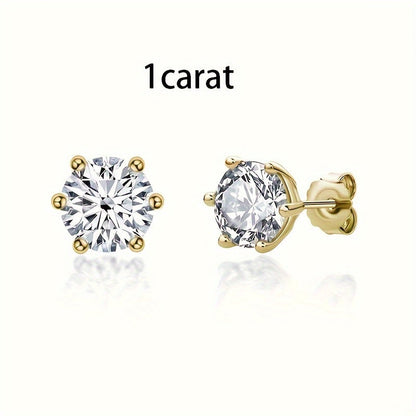 Moissanite Stud Earrings 925 Sterling Silver 0.5 1 2 3 Carat Diamond Alternative Earrings for Women Elegant Korean Japanese Style Hypoallergenic Jewelry Gift