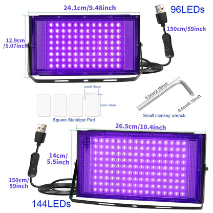 UV LED Resin Curing Lamp 96 or 144 LEDs High Power USB Plug & Play for Jewelry Making Epoxy Resin Hardening Mold Curing Resin Art Dark Violet