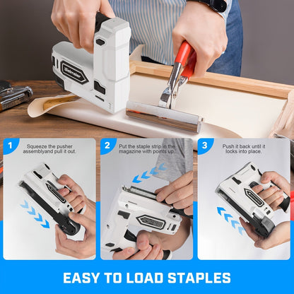 Cordless 2-in-1 Brad Nailer & Stapler Gun 20V – No Compressor Needed, Battery & Charger Included, Safety Guard, 1600/2000 Nails & Staples for Carpentry, Upholstery & DIY