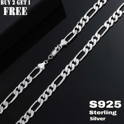 925 Sterling Silver Figaro Chain Necklace for Men & Women – 8mm Wide Bold Retro Minimalist Unisex Chain, 6.25g, Available in 20in & 24in Lengths, Gift Box Included, Birthday Anniversary Father's Day Jewelry Gift