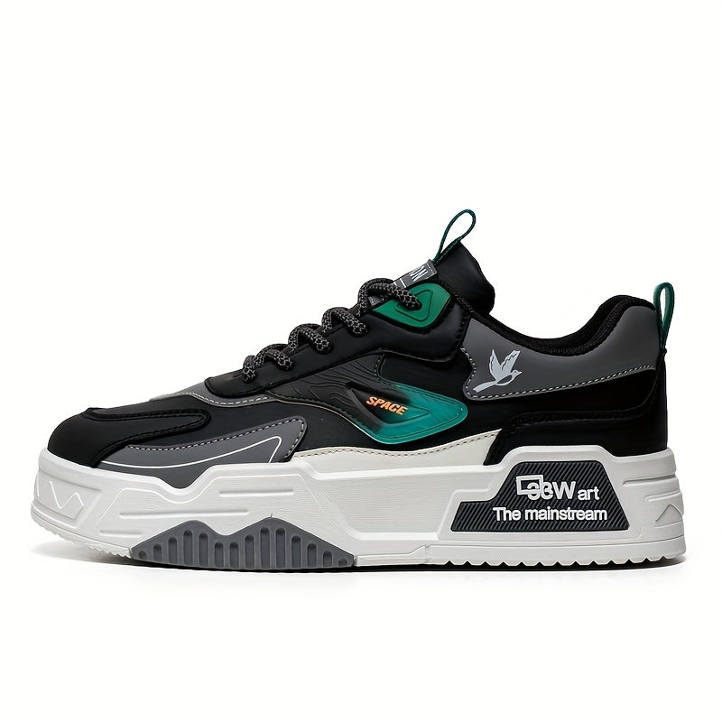 Men's Thick Sole Skateboard Shoes Trendy Low-Top Canvas Sneakers for Sports Leisure Travel Khaki Black Sizes US 6.5-11.5