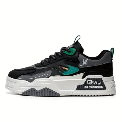 Men's Thick Sole Skateboard Shoes Trendy Low-Top Canvas Sneakers for Sports Leisure Travel Khaki Black Sizes US 6.5-11.5