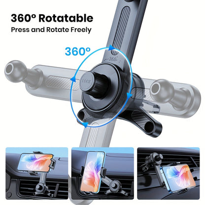 Car Phone Mount Extended Arm 3-Point Support, Extendable Metal Hook Cell Phone Holder for Car Dashboard Windshield, Superior Stability Universal Fit for iPhone Samsung Android