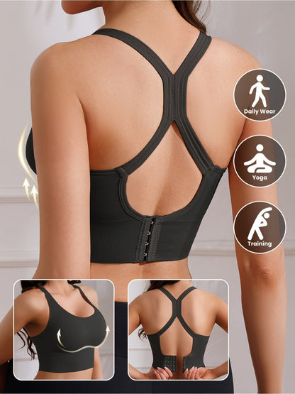 Women's X-Back Sports Bra 5-Pack – Wire-Free with Removable Pads, Breathable Workout Top for Yoga, Gym & Outdoor Activities, Adjustable Straps, Sizes M-XXL, 10 Colors Available