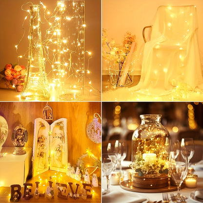 LED Fairy Lights Battery Operated 30/100 Pack – 6.5ft 20 LED Silver Wire Firefly String Lights for Wedding, Christmas, Halloween, Bedroom, Party Table Centerpieces & DIY Crafts Decor