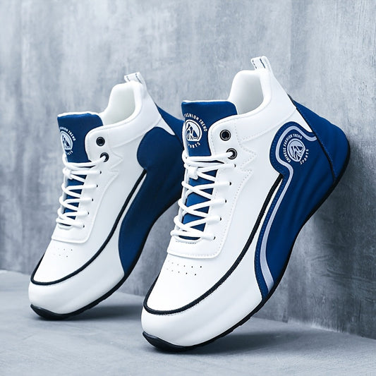 Men's Arch Support Anti-Slip Running Shoes – Lightweight Breathable Tennis Walking Gym Shoes, Corrective Sports Sneakers, White Blue & White Grey, Sizes US 7–12.5