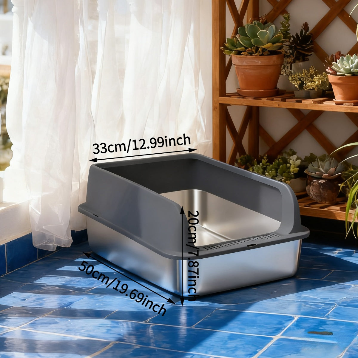Stainless Steel Cat Litter Box Odor-Proof High-Sided Metal Litter Tray – Non-Stick Leak-Proof Easy Clean Indoor Cat Toilet for Large Medium Small Cats, Multiple Sizes & Colors