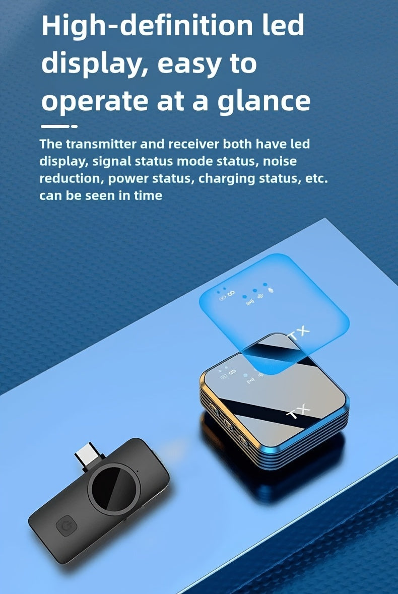 2-in-1 Wireless Lavalier Microphone USB-C with Intelligent Noise Cancellation, Omnidirectional Condenser Mic & Pom-Pom Windshield – Plug & Play Clip-On Lapel Mic for Live Streaming, Interviews, Vlogging & Content Creation on iPhone & Android