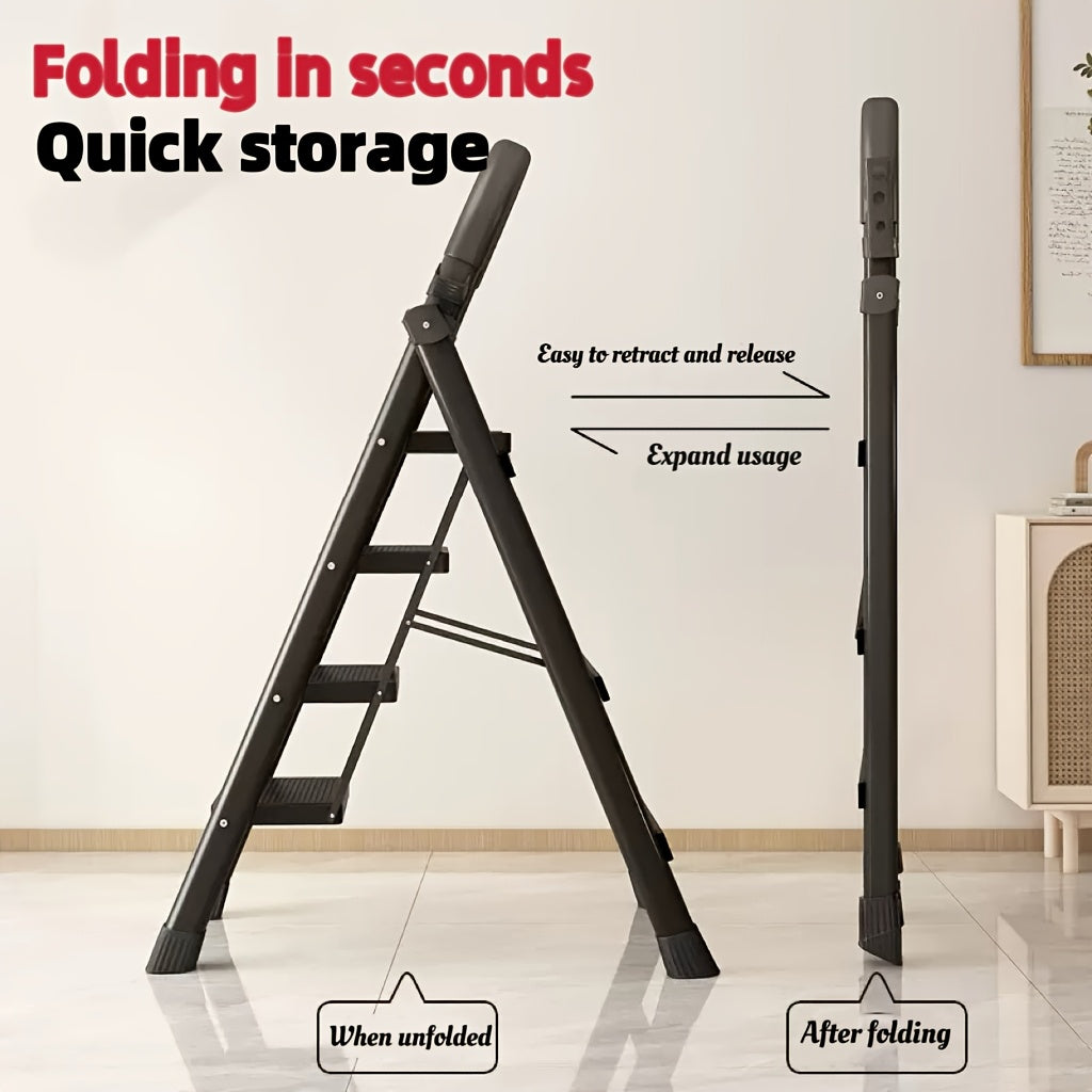 Heavy Duty Folding Step Ladder 500 Lbs Capacity - 2/3/4/5 Step Portable Non-Slip Ladder, Lightweight Durable Plastic, Foldable Step Stool for Home, Kitchen, Office & Industrial Use