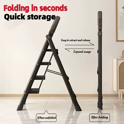 Heavy Duty Folding Step Ladder 500 Lbs Capacity - 2/3/4/5 Step Portable Non-Slip Ladder, Lightweight Durable Plastic, Foldable Step Stool for Home, Kitchen, Office & Industrial Use