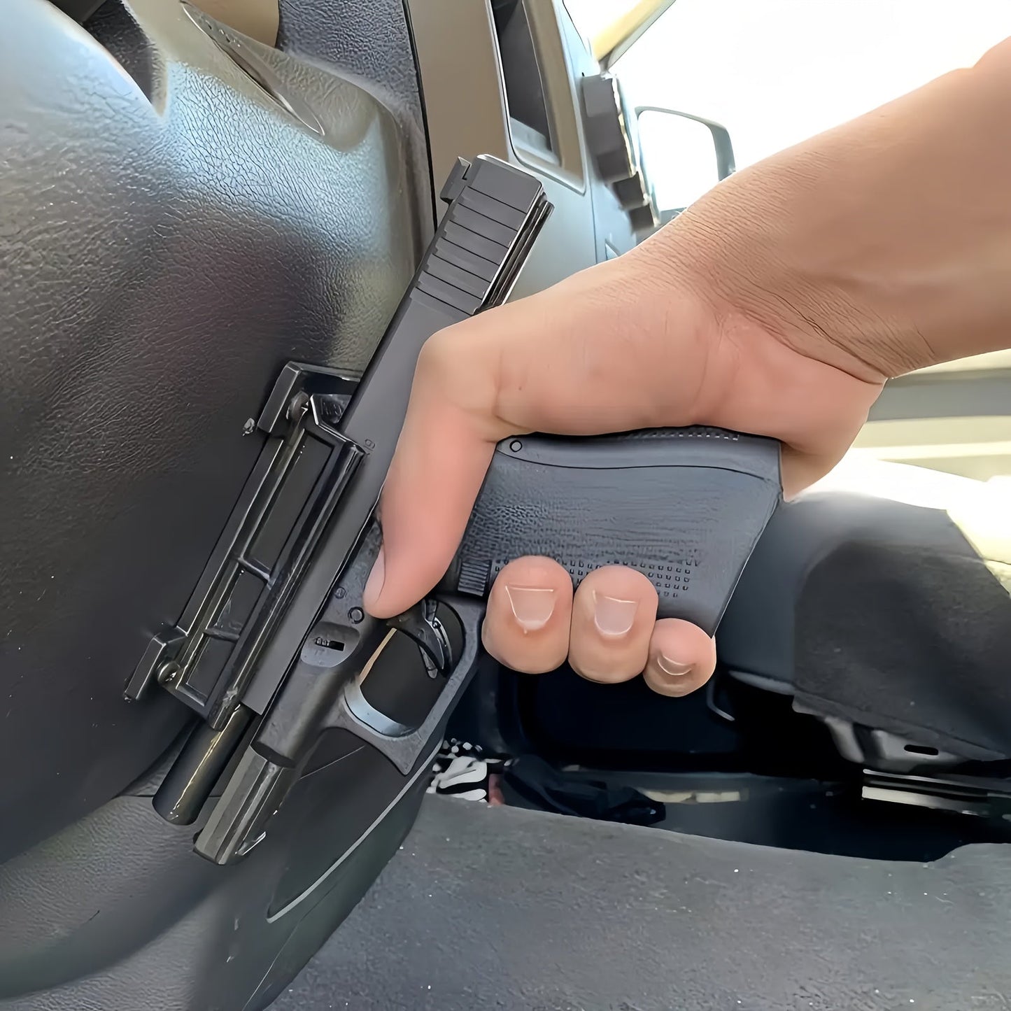 2-Pack Magnetic Gun Mount Concealed Pistol Holder – Strong Quick-Draw Magnet Gun Holster for Car, Truck, SUV, Desk, Bedside, Wall & Under Counter, Universal Handgun Magnetic Mount