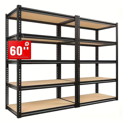 Heavy Duty 5-Tier Metal Shelving Unit 2000 LBS 60"H Adjustable Steel Rack – Garage Storage Shelves for Basement, Pantry, Closet & Utility Room, Local US Warehouse
