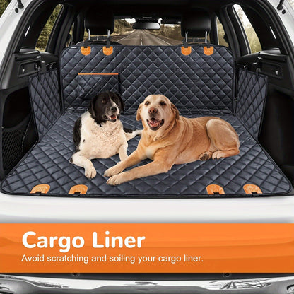 Dog Car Seat Cover Pet Hammock 600D – Waterproof Scratch-Proof Rear Seat Protector with 4 Side Pockets & Non-Slip Backing, Fits Cars, Trucks & SUVs, Universal Fit for All Dog Breeds