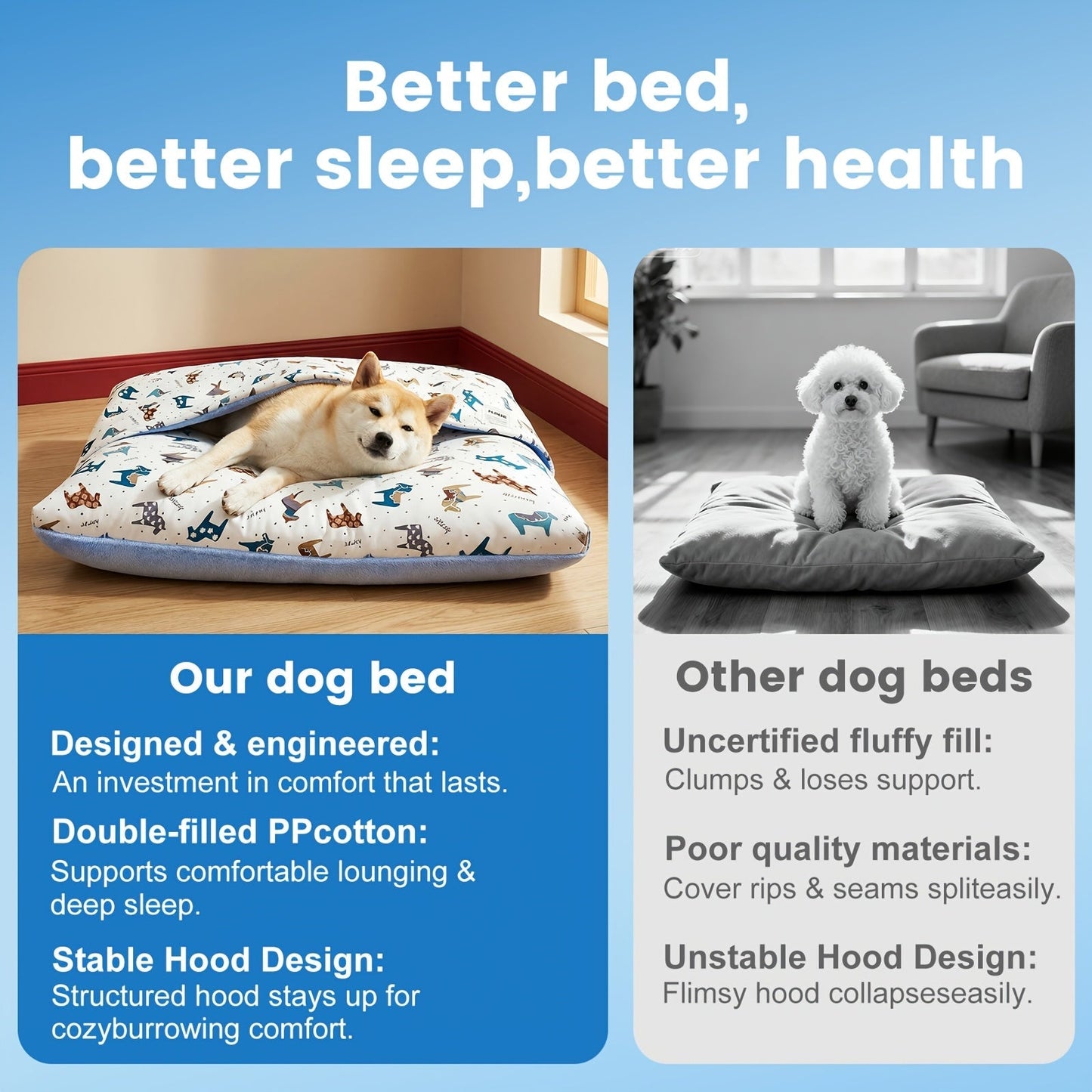 Washable Dog Bed Mat – Breathable Summer Pet Mattress with Removable Cover & Non-Slip Bottom, Cute Animal Patterns, All-Season Crate Pad for Small Medium Large Dogs & Indoor Cats