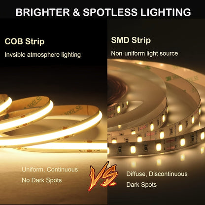 COB LED Strip Light 32.8ft 4800 LEDs Dimmable – Super Bright High Lumen Flexible LED Tape Light for Under Cabinet, TV Backlight, Bedroom, Kitchen & Holiday Decoration
