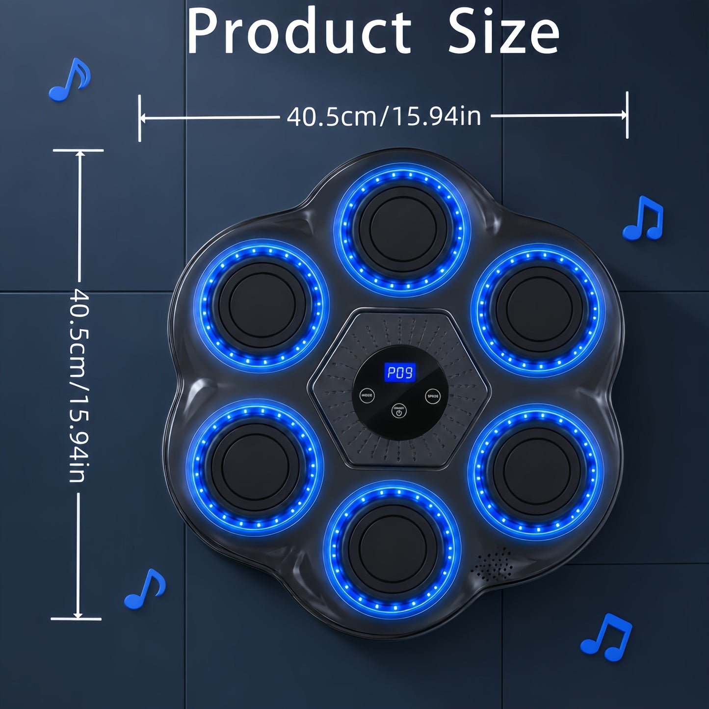 Wall Mounted Music Boxing Machine with LED Lights & Wireless Bluetooth – 9 Speed Levels, 9 Modes, Intelligent Hit Counter, Adjustable Height, No-Drill Install, Home Gym Punching Trainer with Free Boxing Gloves