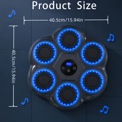 Wall Mounted Music Boxing Machine with LED Lights & Wireless Bluetooth – 9 Speed Levels, 9 Modes, Intelligent Hit Counter, Adjustable Height, No-Drill Install, Home Gym Punching Trainer with Free Boxing Gloves