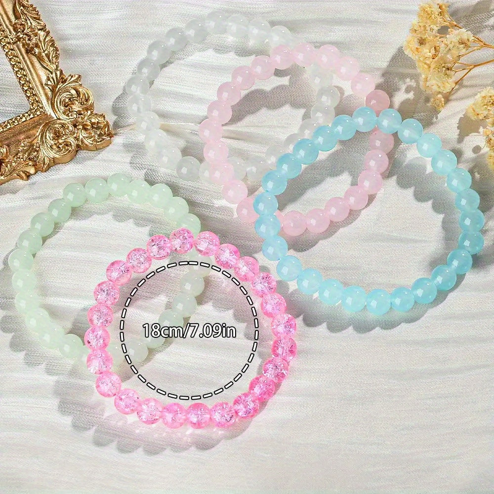 50 Pcs Glass Bead Bracelets Set Random Color – Colorful Handmade Stackable Friendship Bracelets Bulk Pack for Women Girls Kids, Party Favors, Gifts & DIY Jewelry Making