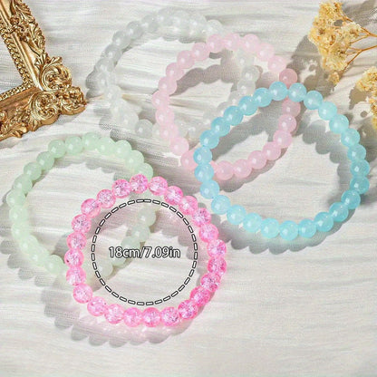 50 Pcs Glass Bead Bracelets Set Random Color – Colorful Handmade Stackable Friendship Bracelets Bulk Pack for Women Girls Kids, Party Favors, Gifts & DIY Jewelry Making