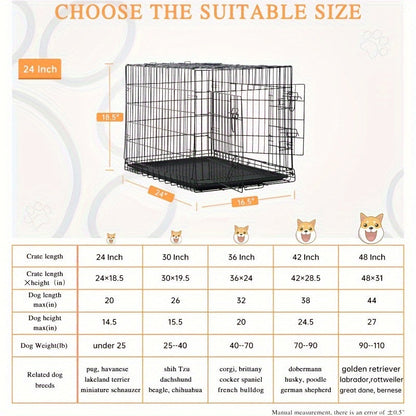 Foldable Metal Wire Dog Crate for Small Dogs & Rabbits – Adjustable Divider Panel, Leak-Proof Plastic Pan, Indoor Outdoor Pet Kennel for Chihuahuas Toy Breeds Small Animals, Multiple Sizes