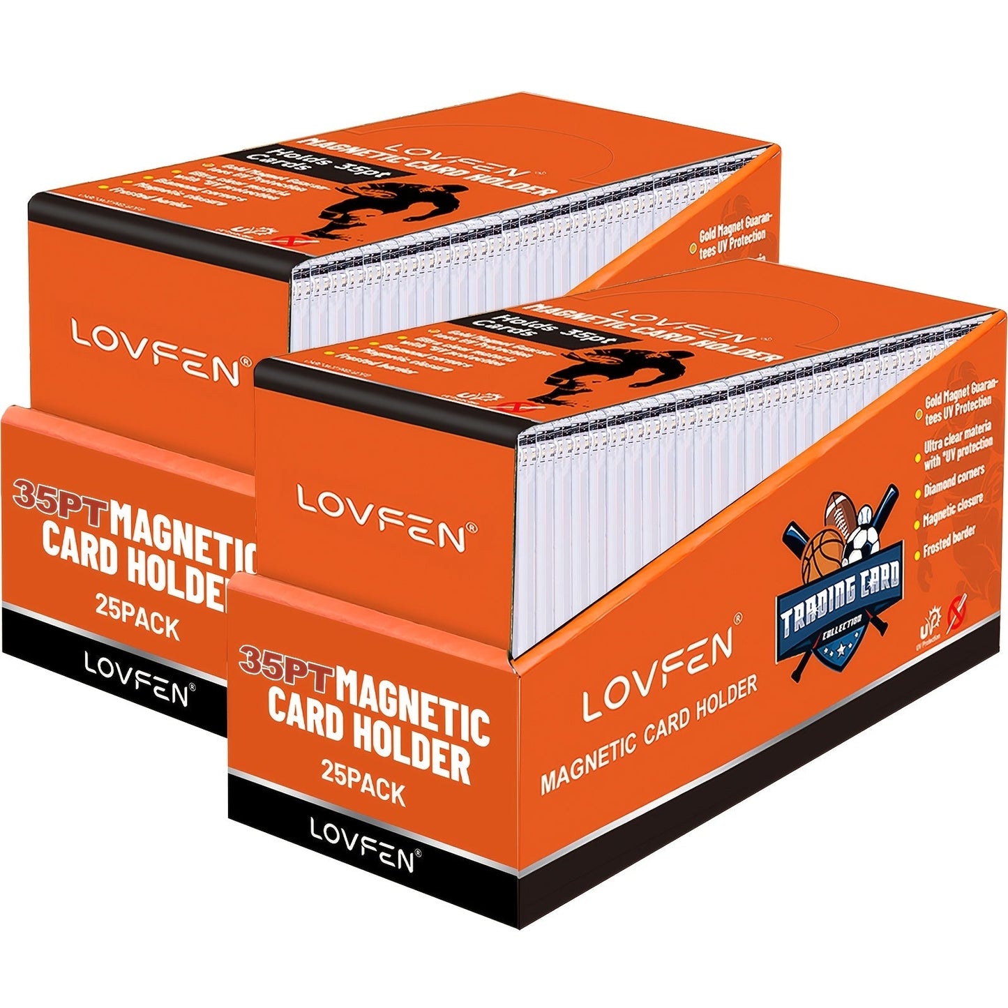 Magnetic Card Holders 35pt UV Protection – Ultra-Thin Hard Plastic Trading Card Cases, Single Touch One-Touch Holders for Sports Cards, Football, Baseball, Pokemon, TCG – 25/50/100/200/400 Pack