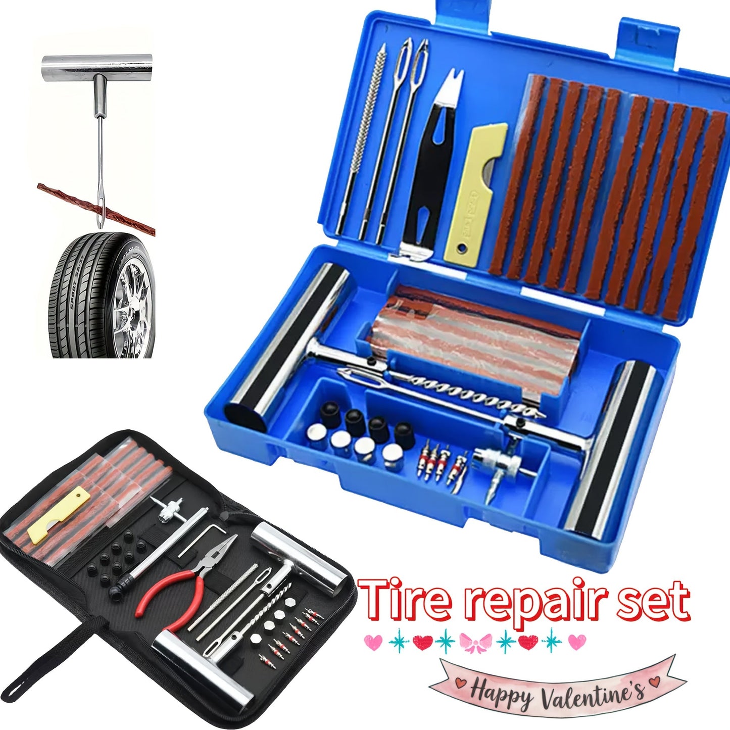 Tire Repair Tool Kit 47 58 104 116pcs Industrial Hand Tool Set Durable No Battery Required for Cars Motorcycles Trucks Tractors Trailers Automotive Maintenance Essentials