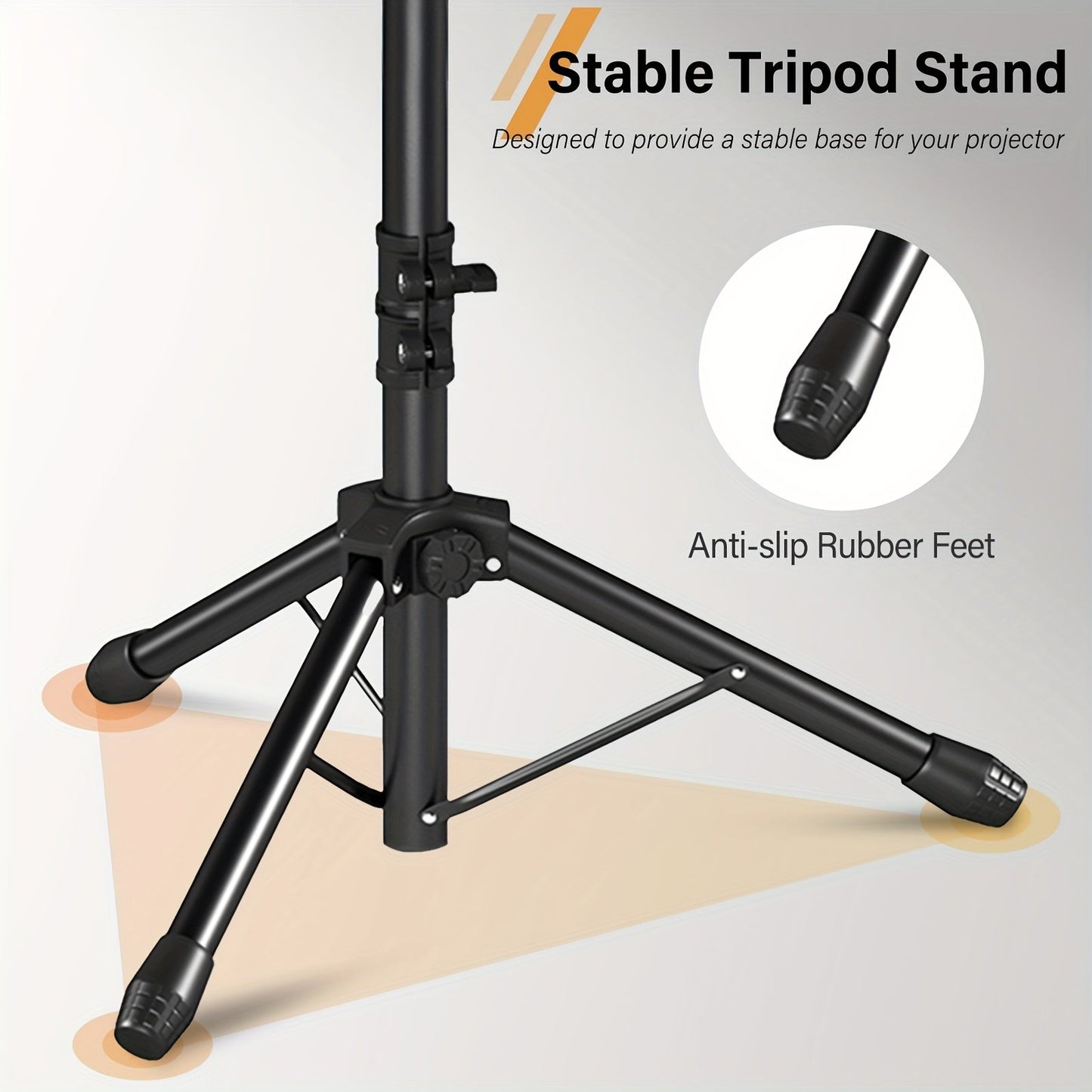 Projector & Laptop Tripod Stand – Height Adjustable with Gooseneck Phone Holder, 180° Tilt Tray, 22 lb Capacity, Portable Floor Stand for Office Home Stage Studio & DJ