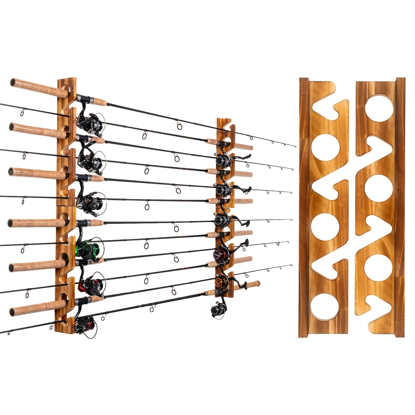 Fishing Rod Holder Wall & Ceiling Mount Rack – Space-Saving Garage Storage Organizer for 6, 12, 16 or 24 Fishing Poles, Fishing Gear Equipment Organizer Gift for Men & Women
