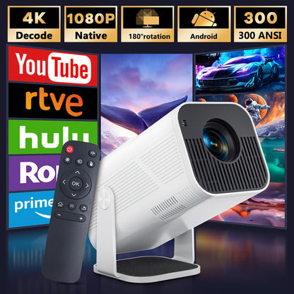 AMOVFILM Advanced Portable Smart Projector WiFi 6 & 4K Video Decoding, 1080P Native Resolution, Android 11 Built-In, Home Theater & Outdoor Movie Projector, Mobile Screen Mirroring, Multiple Colors