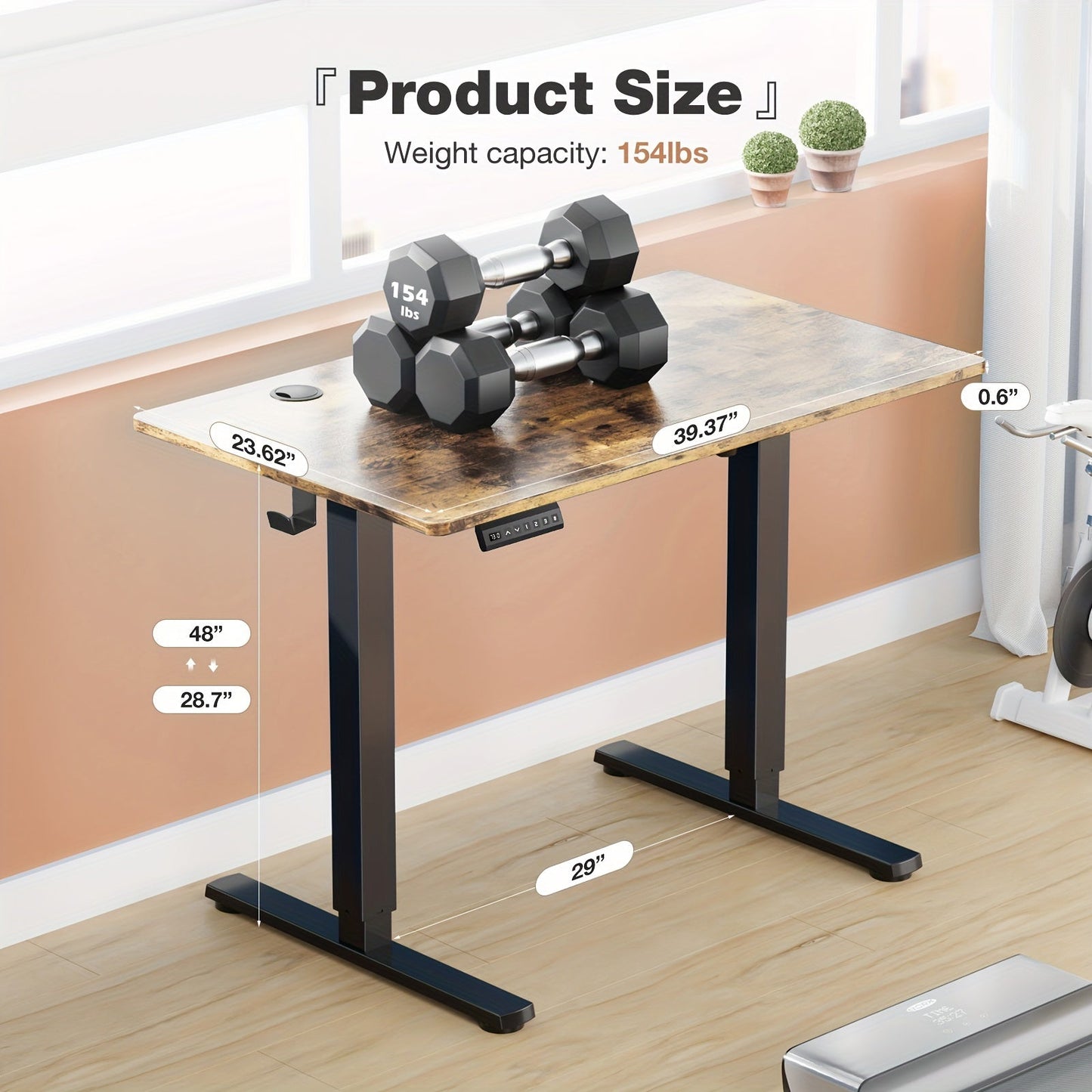63 Inch Electric Standing Desk – Height Adjustable Sit-Stand PC Workstation with Wood Desktop, Home Office, Bedroom & Gaming Room Computer Work Table for Small Spaces
