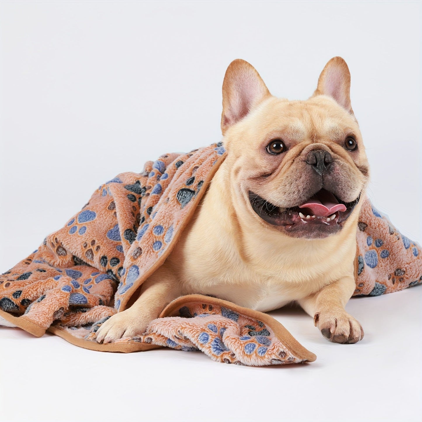 Fleece Pet Blanket 3-Pack for Dogs Cats & Puppies – Super Soft Fluffy Tear-Resistant Flannel Throw, Paw Print Brown Pink White, Machine Washable, Includes Free Pet Drying Towel