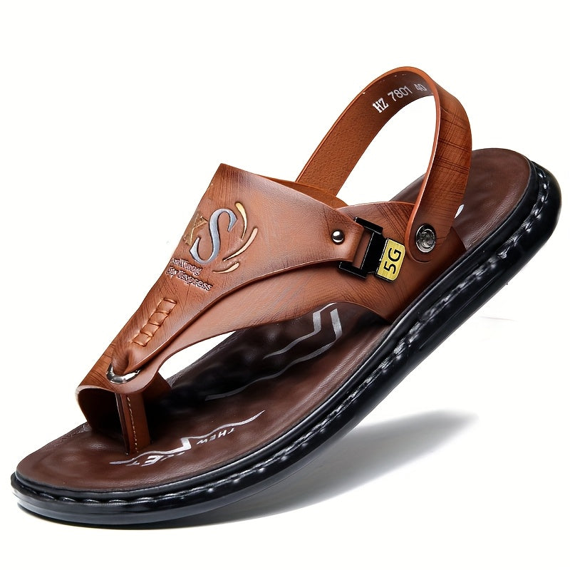 Men's Hiking Sandals with Arch Support – Slip-On Sports Beach Walking Sandals, Lightweight Casual Outdoor Shoes, Black Grey Brown, Sizes US 7–13.5, All Season Comfort