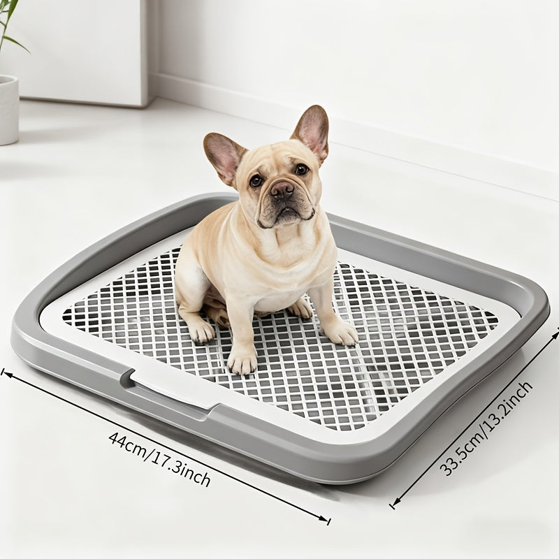 Dog Potty Tray Leak-Proof Indoor Puppy Toilet with Removable Grating, Washable Pee Pad Holder for Apartment Puppy Training, Pet Potty Station for Small Medium Dogs