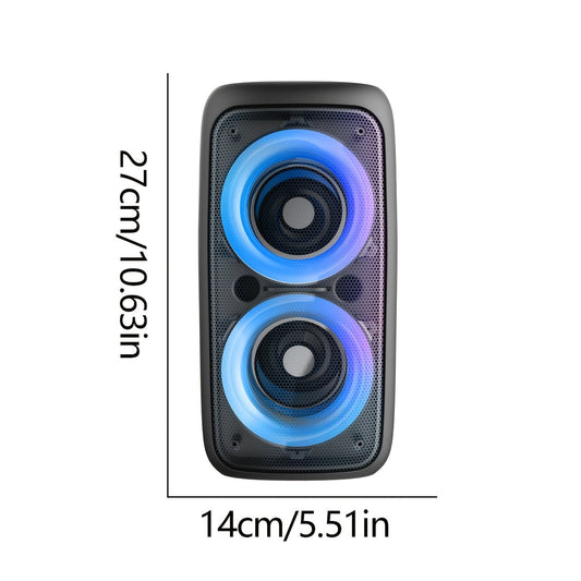 Portable Wireless Karaoke Bluetooth Speaker with Subwoofer - 1200mAh Battery, TF Card & USB Support, Compact High-Power Party Speaker with Microphone Option, Tabletop Mount & Button Control