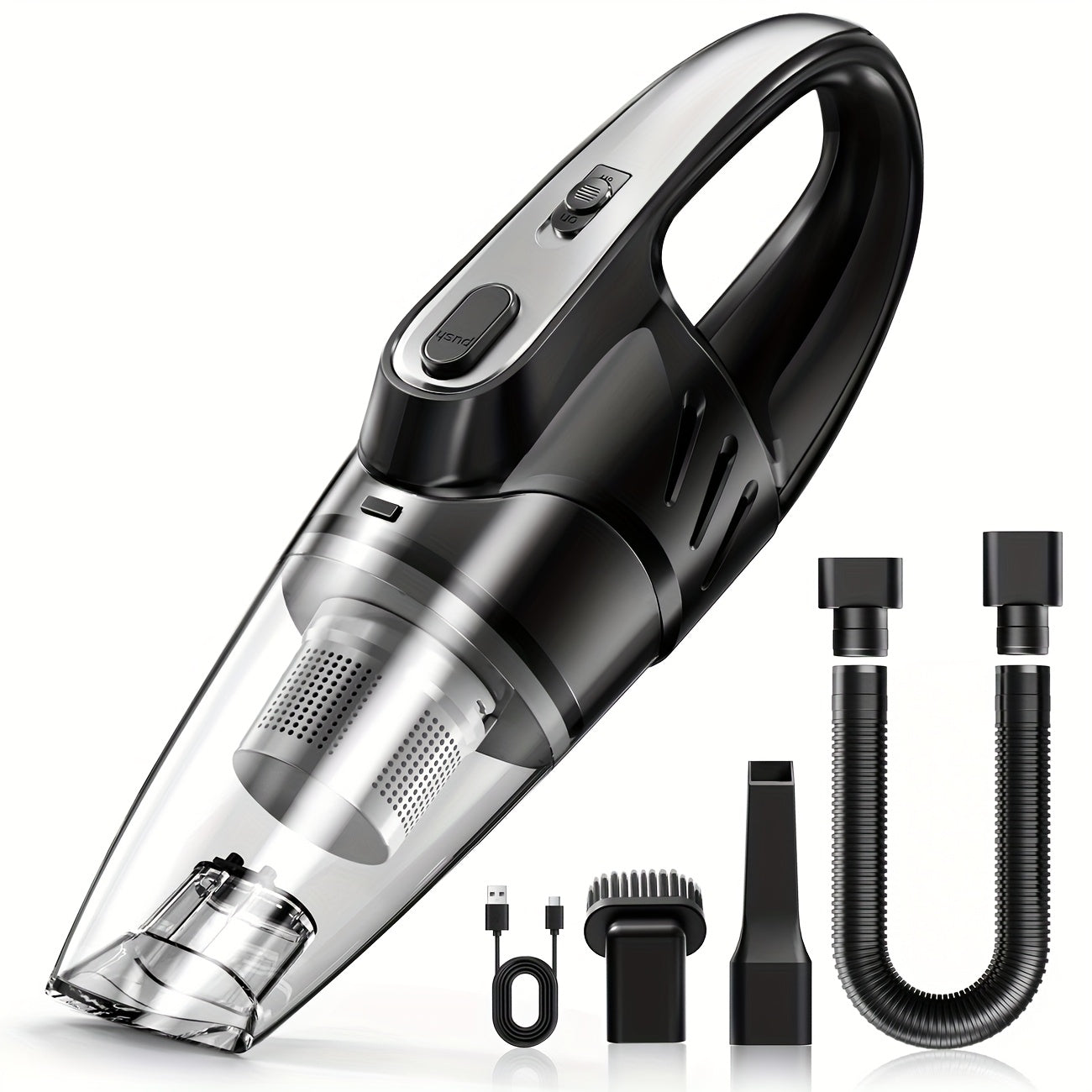 Handheld Car Vacuum Cleaner 6000PA 2000mAh Rechargeable 40dB Low Noise 5 Accessories for Car Home Pet Hair Pink