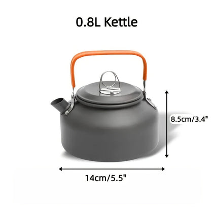 Camping Cookware Mess Kit 8/9/14/15 Piece, Portable Non-Stick Aluminum Alloy Camp Cook Set with Kettle Pot Frying Pan Plates Utensils, Lightweight Backpacking Outdoor Cooking Gear for Hiking & Travel