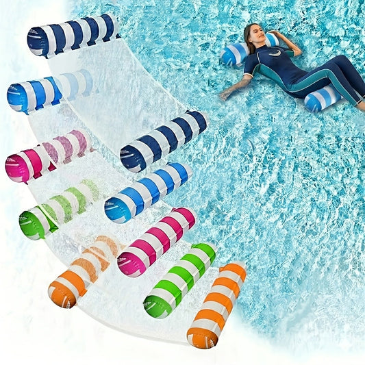 4-in-1 Inflatable Pool Float Lounger for Adults Hammock Raft Exercise Saddle Striped Colorful Swimming Ring Floating Bed for Pool Lake Beach 5-Pack and 8-Pack Options