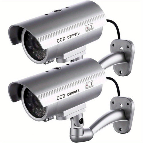 Dummy Security Camera Fake CCTV Surveillance System – Realistic Simulated LED Lights, Adjustable Mount & Warning Stickers, Indoor & Outdoor Home Security Decoy Camera – 2 or 4 Pack