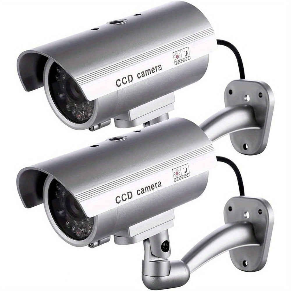Dummy Security Camera Fake CCTV Surveillance System – Realistic Simulated LED Lights, Adjustable Mount & Warning Stickers, Indoor & Outdoor Home Security Decoy Camera – 2 or 4 Pack