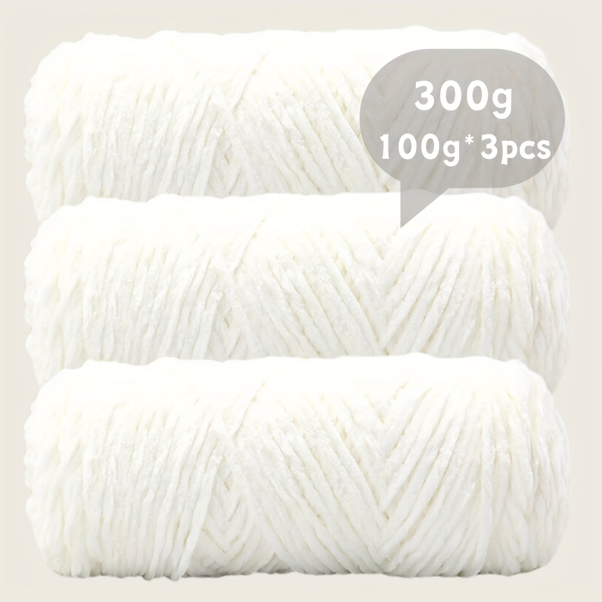 Velvet Chenille Yarn 3-Pack 300g (100g x3) Soft Bulky Knitting Crochet Yarn 47 Colors Beginner Friendly Luxury Handcraft for Sweaters Scarves Hats Dolls Bags Amigurumi DIY Projects