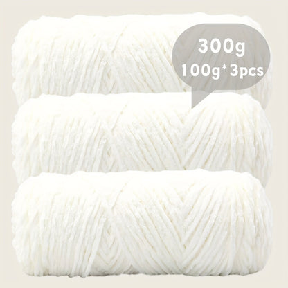 Velvet Chenille Yarn 3-Pack 300g (100g x3) Soft Bulky Knitting Crochet Yarn 47 Colors Beginner Friendly Luxury Handcraft for Sweaters Scarves Hats Dolls Bags Amigurumi DIY Projects