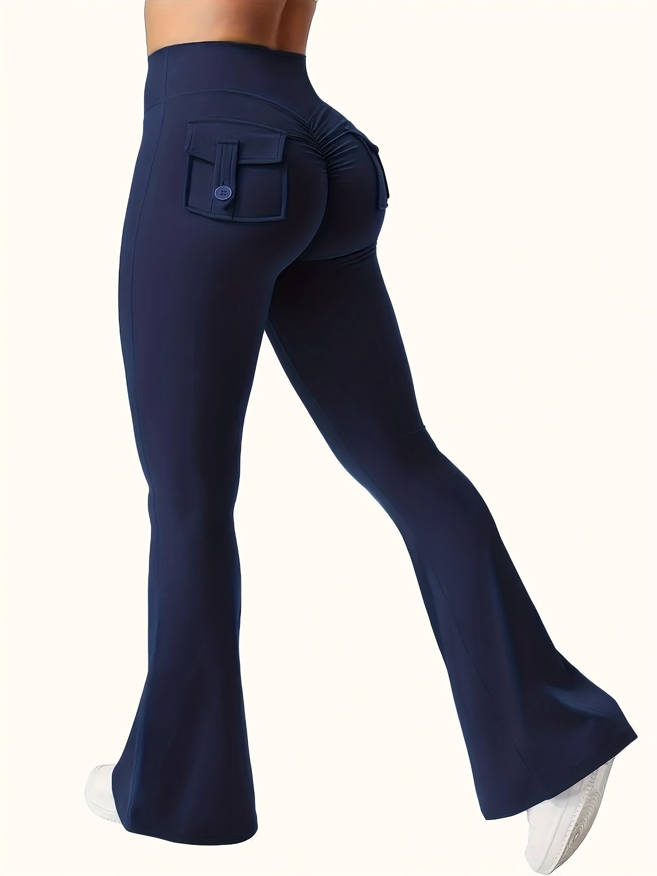 Women's High Waist Flare Yoga Pants Scrunch Butt Lift Leggings with Pocket Squat-Proof 4-Way Stretch Sweat-Wicking Sportswear for Gym Running Workout – 7 Colors S-XL