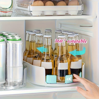 Rotating Kitchen Storage Tray Organizer – Clear Plastic Multi-Compartment Lazy Susan for Cabinet, Refrigerator & Countertop – Detachable Space-Saving Rotating Shelf for Pantry & Kitchen Organization