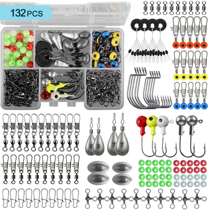Fishing Tackle Kit 132 to 405pcs – Complete Fishing Gear Set with Tackle Box, Fishing Hooks, Weights, Sinkers & Spinner Blades for Bass, Trout, Bluegill & Crappie Freshwater Fishing